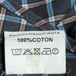 Pre Owned Kenzo Vintage Indigo Blue Cotton Checked Slim Fit Shirt XXL