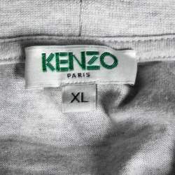 مملوكة مسبقًا تي شيرت كينزو قطن مطبوع رصاصي بأكمام قصيرة ورقبة مستديرة مقاس كبير جدًا - إكس لارج