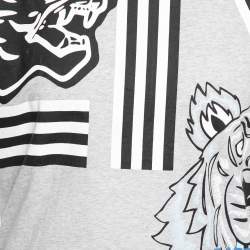 مملوكة مسبقًا تي شيرت كينزو قطن مطبوع رصاصي بأكمام قصيرة ورقبة مستديرة مقاس كبير جدًا - إكس لارج