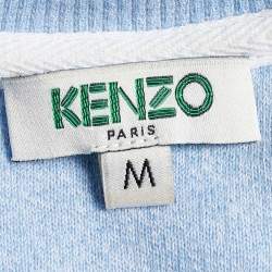 Pre Owned سويت شيرت كينزو تريكو تيري ميلينغ أزرق بطبعة الشعار مقاس متوسط - ميديوم
