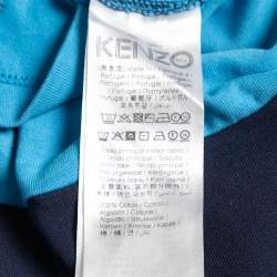 Pre Owned Kenzo Blue Cotton Tiger Embroidered Crew Neck Long Sleeve T-Shirt M