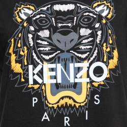 مملوكة مسبقًا Kenzo Black Cotton Tiger Printed Short Sleeve T-Shirt S