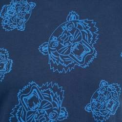 Pre Owned Kenzo Blue Tiger Printed Cotton Round Neck Short Sleeve T-Shirt S