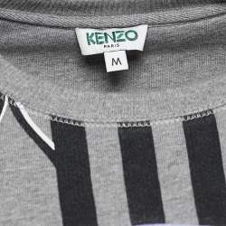 مملوكة مسبقًا سويتشيرت كينزو مالتي أيكون قطن رصاصي مطرز مقاس متوسط - ميديوم