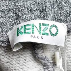 Kenzo Grey Logo Printed Knit Elasticized Waist Joggers S