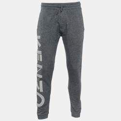 Kenzo Grey Logo Printed Knit Elasticized Waist Joggers S