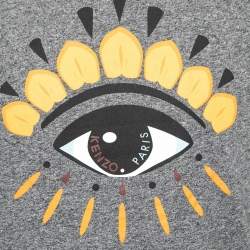 Pre Owned تي شيرت كينزو قطن رصاصي مطبوع عين أكمام قصيرة رقبة مستديرة مقاس متوسط (ميديوم)