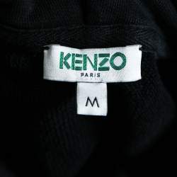Pre Owned Kenzo Black Cotton All Over Printed Long Sleeve Hoodie M