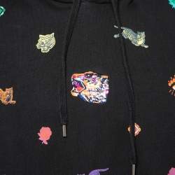 Pre Owned Kenzo Black Cotton All Over Printed Long Sleeve Hoodie M