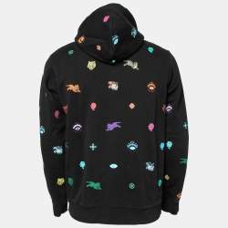 Pre Owned Kenzo Black Cotton All Over Printed Long Sleeve Hoodie M