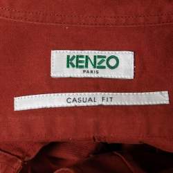 Pre Owned Kenzo Brown Cotton Tiger Embroidered Button Front Long Sleeve Shirt L