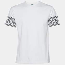 مملوكة مسبقًا تي شيرت كينزو جيرسيه مطبوع أبيض بأكمام قصيرة مقاس صغير - سمول