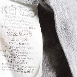 مملوكة مسبقًا Kenzo Grey Jersey Logo Cuff Print T-Shirt S