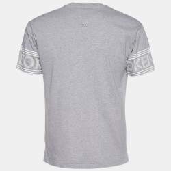 مملوكة مسبقًا Kenzo Grey Jersey Logo Cuff Print T-Shirt S