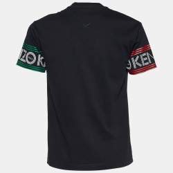 Pre Owned Kenzo Black Cotton Logo Cuff Detail Crew Neck T-Shirt L