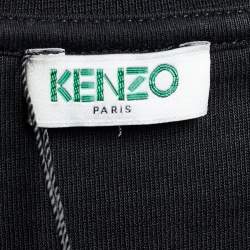 Pre Owned Kenzo Black Cotton Logo Cuff Detail Crew Neck T-Shirt L