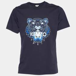 Kenzo Navy Blue Tiger Print Cotton Crew Neck T-Shirt L Kenzo