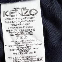 مملوكة مسبقًا  تي شيرت كينزو قطن بطبعة نمر أزرق كحلي برقبة مستديرة مقاس كبير - لارج