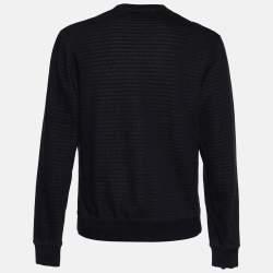 Kenzo Black Striped Pattern Cotton Logo Appliqued Sweatshirt XL