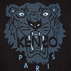 Pre Owned Kenzo Navy Blue Cotton Knit Tiger Logo Embossed Crew Neck Jumper M