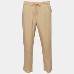 Kenzo Beige Cotton Drawstring Waist Trousers M Waist 28"