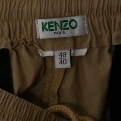 Kenzo Beige Cotton Drawstring Waist Trousers M Waist 28"