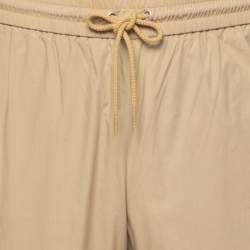 Kenzo Beige Cotton Drawstring Waist Trousers M Waist 28"