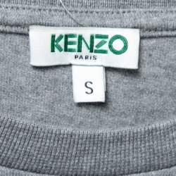 Pre Owned Kenzo Grey UFO Symbol Print Cotton T-Shirt S