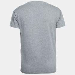 Pre Owned Kenzo Grey UFO Symbol Print Cotton T-Shirt S