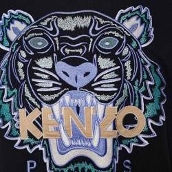 Pre Owned Kenzo Black Tiger Embroidered Cotton Knit T-shirt S