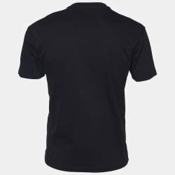 Pre Owned Kenzo Black Tiger Embroidered Cotton Knit T-shirt S