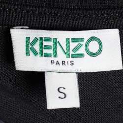Pre Owned Kenzo Black Tiger Embroidered Cotton Knit T-shirt S