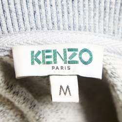 Pre Owned Kenzo Grey Cotton Knit I Love U Embroidered Sweatshirt M