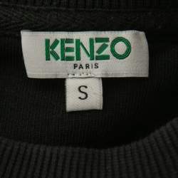 Pre Owned Kenzo Black Tiger Logo Embroidered Cotton Sweatshirt S