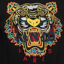Pre Owned Kenzo Black Tiger Logo Embroidered Cotton Sweatshirt S