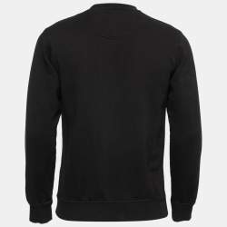 Pre Owned Kenzo Black Tiger Logo Embroidered Cotton Sweatshirt S