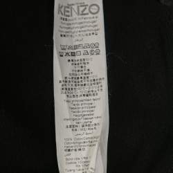 Pre Owned Kenzo Black Rib Knit Tiger Embroidered Hoodie M