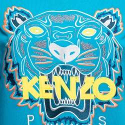 Pre Owned Kenzo Blue Cotton Tiger Embroidered Crewneck Sweatshirt XS