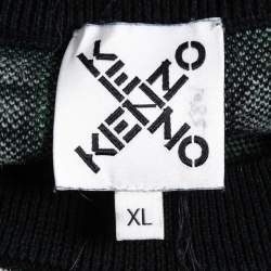 Pre Owned Kenzo Multicolor Logo Intarsia Knit Crewneck Jumper XL