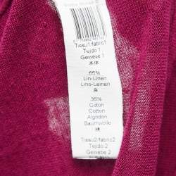 Pre Owned Kenzo Purple/Green Cotton Knit Embroidered Panel Button Front Shirt M