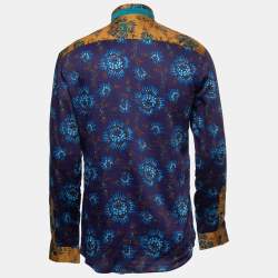 Pre Owned Kenzo Multicolor Floral Printed Cotton Pleated Front Shirt L