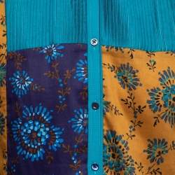 Pre Owned Kenzo Multicolor Floral Printed Cotton Pleated Front Shirt L