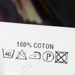 Pre Owned Kenzo Black Cotton Floral Print Panel Button Front Shirt M