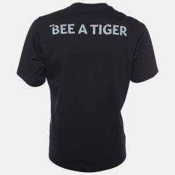 Kenzo Black Bee A Tiger Printed Cotton Knit Crewneck T-Shirt S