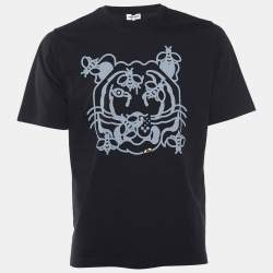 Kenzo Black Bee A Tiger Printed Cotton Knit Crewneck T-Shirt S