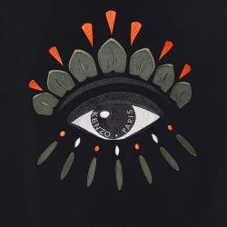 مملوكة مسبقًا Kenzo Black Eye Embroidered Crepe & Rib Knit Sweatshirt M