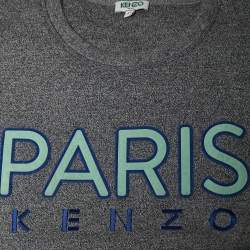 Kenzo Grey Cotton Logo Embroidered Sweatshirt M