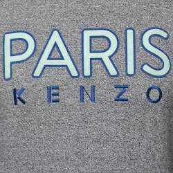 Kenzo Grey Cotton Logo Embroidered Sweatshirt M