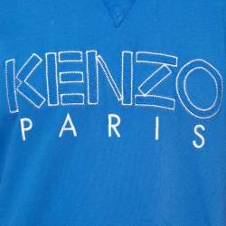 Pre Owned Kenzo Blue Cotton Logo Embroidered Sweatshirt L