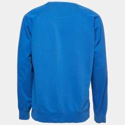 Pre Owned Kenzo Blue Cotton Logo Embroidered Sweatshirt L